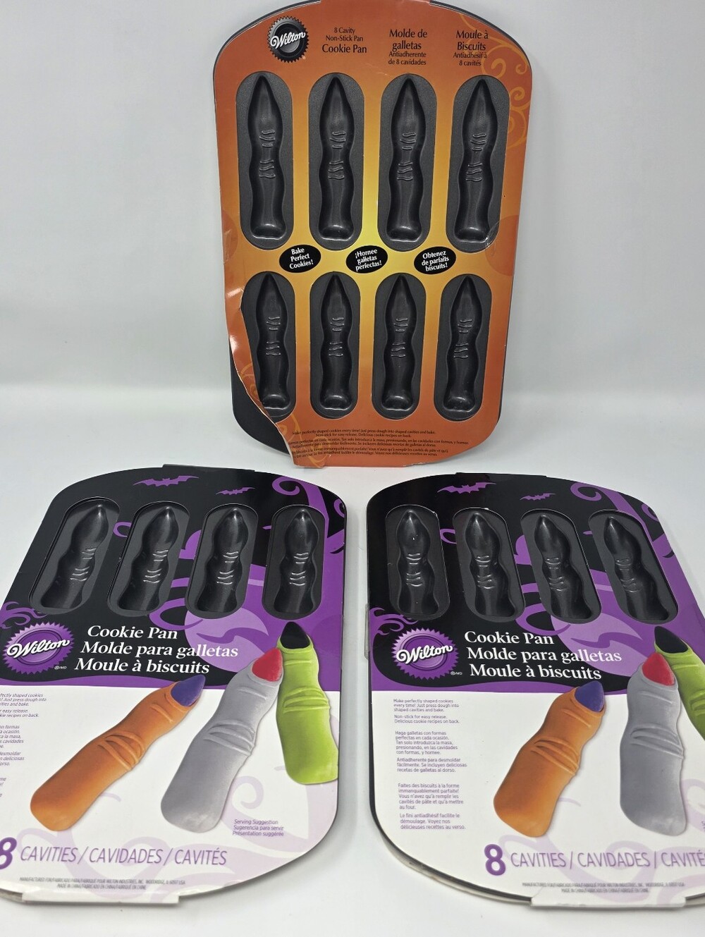 Wilton Halloween NonStick Monster Finger Cookie Pan 8 Cavity Mold Lot of 3